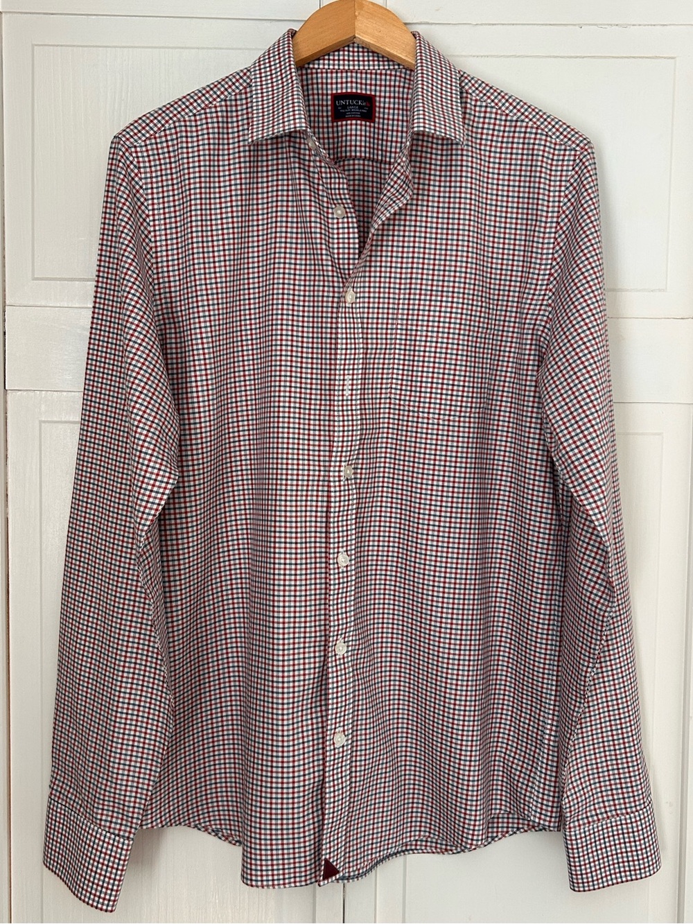 UNTUCKit Men’s Size L Tall Slim Fit Long Sleeve Button Down Check Shirt - Picture 2 of 12